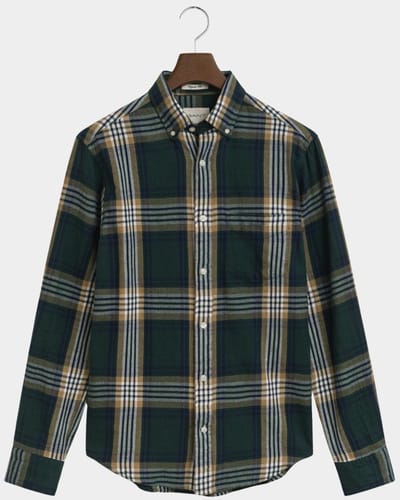 Gant Casual hemd lange mouw Groen Reg Windblown Flannel Check S 3250243/374