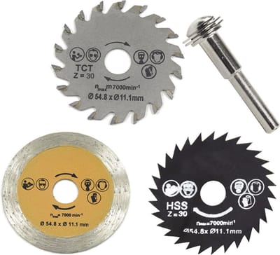 DW4Trading Mini zaagbladen set van 3 - Hout, Steen, Kunststof - Ø 55 mm - opspandoorn