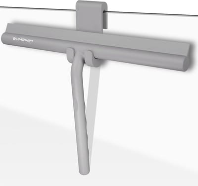 Minismus Silicone Shower Wiper for Glass Doors and Windows – Window Wiper, Shower Wiper for Flawless Surfaces – No Drilling, Including Holder (Grey, 28cm)