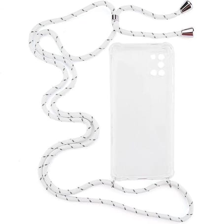 Shop4 - Samsung Galaxy A31 Hoesje - Zachte Back Case met Koord Multi Wit