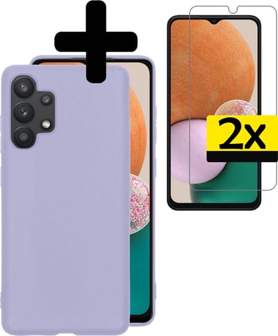 Hoesje - Met 2x Screenprotector - Geschikt voor Samsung Galaxy A13 4G - Sterk & Shockproof - Back Cover - Siliconen Case - Telefoon Hoes - Telefoonhoesjes - Lila