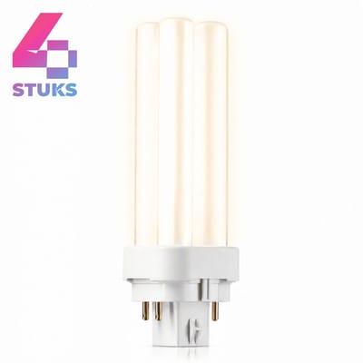 4x Stick Spaarlamp G24q-1 - 10W - Warm Wit Licht (3000K) - 600 lm - 13 jaar - Niet Dimbaar - PL-C / Dulux D D/E 4-Pin