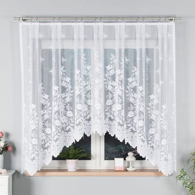 Markizeta LUDWIKA - Kant-en-klare Jacquard Gordijn - 310x160 cm - Witte Kleur - Bloemmotief