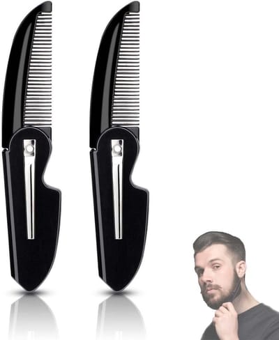 Vouwbare Baardkam Set voor Mannen - 2 Stuks, Pocket Formaat, Ideaal voor Baard en Snor Styling, Handige Haarkam voor Thuis en Reizen