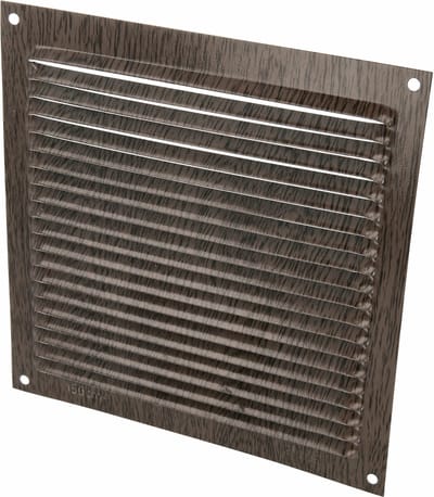 AMIG Ventilatierooster/muurrooster - 170 x 170mm - aluminium - wengehout look - schoepenrooster