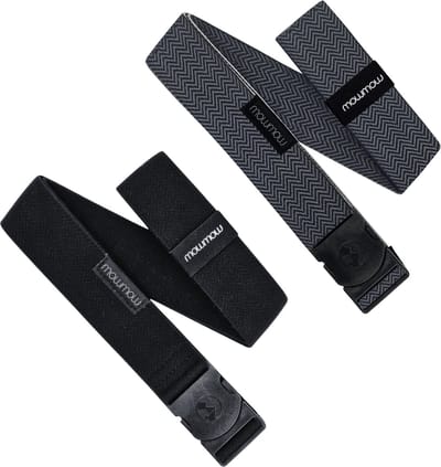 MowMow 2-pack Elastische riem - Stretch - 105 cm - Heren - Dames - Zwart + Meerkleurig