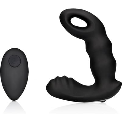 Shots - Ouch! OU907BLK - Beaded Vibrating Prostate Massager with Remote Control - Black
