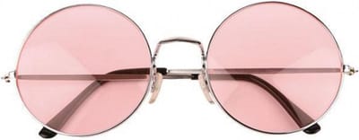 Faram Party zonnebril - Hippie Flower Power Sixties - grote XL ronde glazen - roze