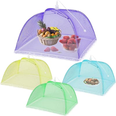 Herbruikbare Voedselbeschermers, 4 Stuks, 47 Inch Pop Up Mesh Tent, Grote Vouwbare Schermdome voor Buiten, Bescherming tegen Insecten en Muggen tijdens Barbecues en Picknicks
