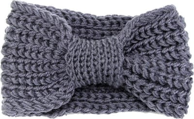 Grijze Haarband Winter Bow - Winter Gebreide hoofdbanden - Donker Grijs