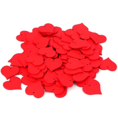 100 Pièces Tranches de Bois Fait Main Pendentif en Forme de Cœur Rouge Artisanat DIY Décoration de Mariage red