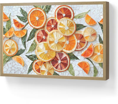 Wandlamp 60x40 cm - Oplaadbaar - Schijfjes - Fruit - Oranje - Mozaïek - Wandlampen binnen woonkamer - Slaapkamer lamp - Decoratieve nachtlamp - Vloerlamp draadloos