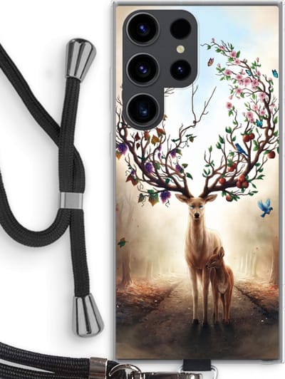 Case Company® - Hoesje met koord geschikt voor Samsung Galaxy S23 Ultra hoesje met Koord - Seasons Change - Telefoonhoesje met Zwart Koord - Bescherming aan alle Kanten en Over de Schermrand