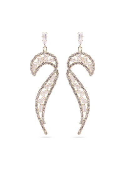 AVANT-GARDE PARIS Glittering Curve Oorbellen - Goud 1.9cm x 6.3cm - 1 stuk - Lichtgewicht en elegant