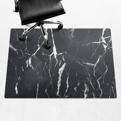 Wallfluent - Vloerbeschermer Marmeren Aderen - 140x100 cm - Zwart En Wit Vloerbeschermer Bureaustoel Tapijt - Rechthoekig - Vloerbeschermer Groot-Stoel Mat-Kantoordecoraties - Organisch marmerpatroon