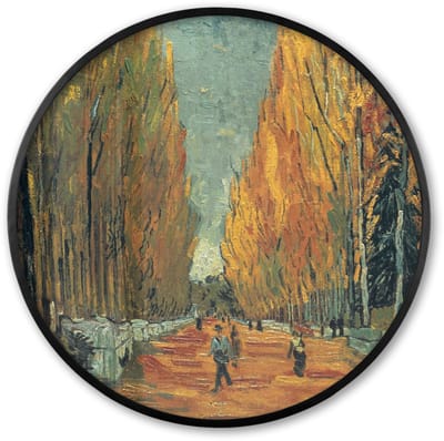 Poster in lijst Rond - Fotolijst 60x60 cm - Posters - Elysische velden - Vincent van Gogh - Ronde posterlijst zwart - Decoratie - Wanddecoratie woonkamer - Muurdecoratie slaapkamer