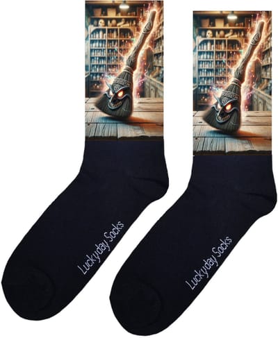 Tover bezem - Opkikker - Grappige sokken - Valentijns cadeau - Verjaardag cadeau - Sint cadeau - Leuke sokken - Magie - Vrolijke sokken - Cadeautje - Grappige cadeau - Kerstsokken - Vaderdag - Moederdag - Heks - Socks maken Happy - 37-44