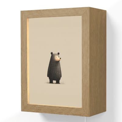 Wandlamp 15x20 cm - Oplaadbaar - Beer - Donkerbruin - Minimalistisch - Wandlampen binnen woonkamer - Slaapkamer lamp met kabel - Decoratieve nachtlamp - Vloerlamp snoer