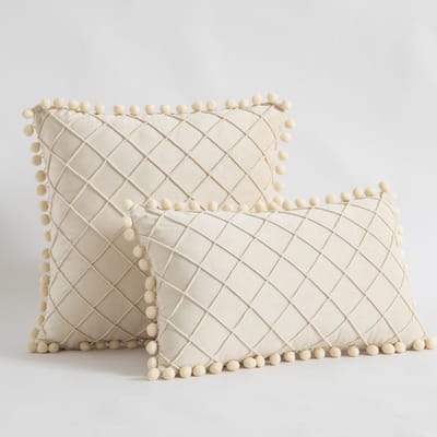 Schattige Pom-poms Kussenhoezen 30x50cm 45x45cm Luxe Gestructureerde Vierkante Kussenhoes voor Bank Slaapkamer Kussensloop Kerstcadeau 45x45cm 1pcs cover
