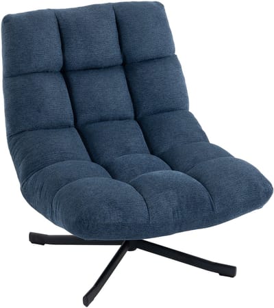 ROLIPO-Accentstoel - 360° draaibaar - Zonder armleuningen - Stalen onderstel / Modern design in donkerblauw