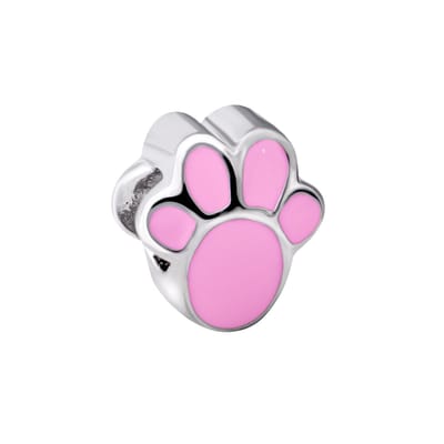 Quiges - 925 - Zilveren - Bedels -Sterling zilver - Beads - Hondpoot Roze Kraal Charm - Geschikt – voor - alle bekende merken - Armband Z654