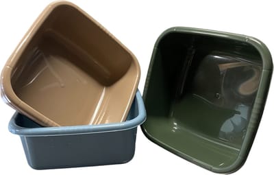 HL - Set 3x stuks - Afwasbakken - Wasbakken - Afwasteil - Afwasbak - Vierkant - Camping - 3 Kleuren - 12 Liter - 36x36x14,5 cm