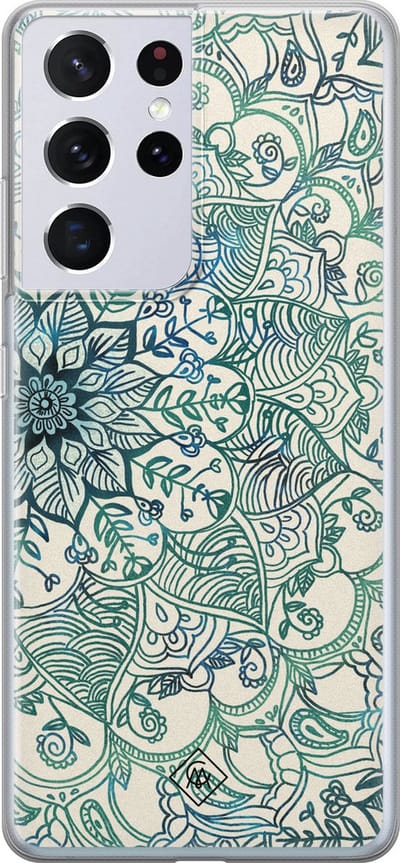 Casimoda® hoesje - Geschikt voor Samsung S21 Ultra - Mandala Blauw - Backcover - Siliconen/TPU - Blauw