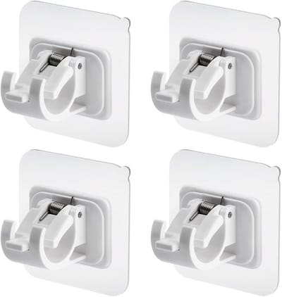 Dailygoods- Gordijnroede Beugel Zelfklevend - 4 Stuks - Geen Boor - Hoogwaardig ABS - Maximaal 25KG - Geschikt voor Gladde Muren - Gordijnhaak