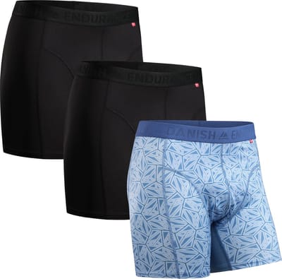 DANISH ENDURANCE Sportonderbroeken Heren - Quick Dry - Sport Boxershorts - 3 pack - Zwart/Mosaic Blauw - Maat L