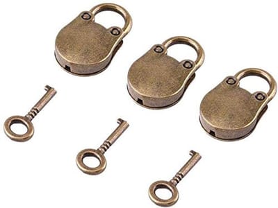 Dailygoody - 3-delige Mini Hangslot Set - Sleutels - Vintage Antiek Stijl - Geschikt voor Luggage - Perfect voor Sieraden - Handig voor Opslag