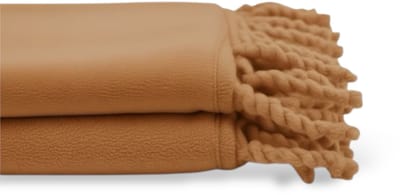 Unique Living - Fleece Plaid Met Franjes - 130x160 - Caramel