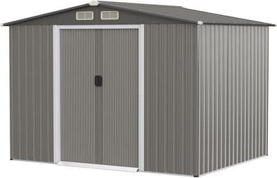Metalen Gereedschapsschuur - Buitenopslag Schuur - Tuin Opbergen - Ventilatie Met Ramen - 475 m² Vloeroppervlak - Donkergrijs