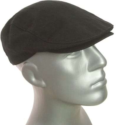 Driver katoenen flatcap herenpet zomerpet zwart maat one size voor hoofdmaat 57 58 59 centimeter