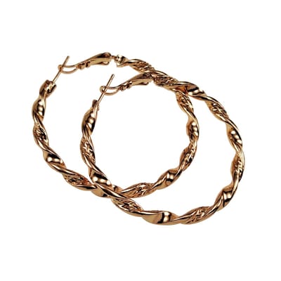 ∅45mm Twisted Oorringen Dames - Roségoudkleurig Verguld - Gedraaide Oorbellen