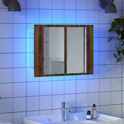 vidaXL - Spiegelkast - LED - 60x12x45 - cm - bewerkt - hout - oud - houtkleurig