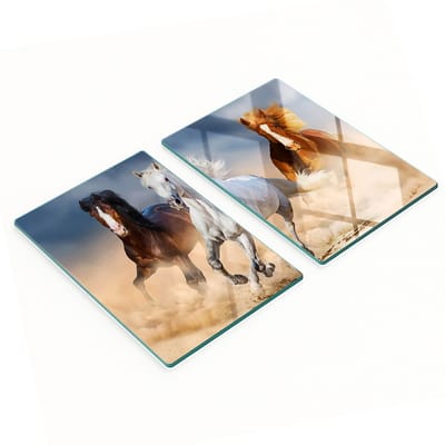 Keukenplanken van gehard glas met afbeelding van paarden in de woestijn, 2x40x52 cm