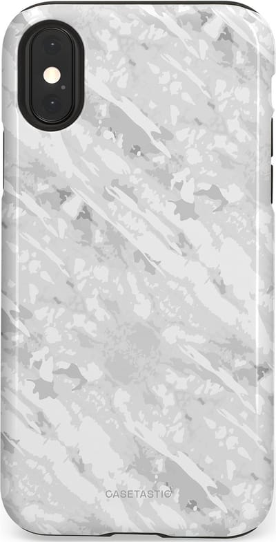 Casetastic hoesje geschikt voor Apple iPhone X / Apple iPhone XS - Dubbellaagse bescherming - Winterse Camouflage - Fashion Case - Lichtgrijs Wit