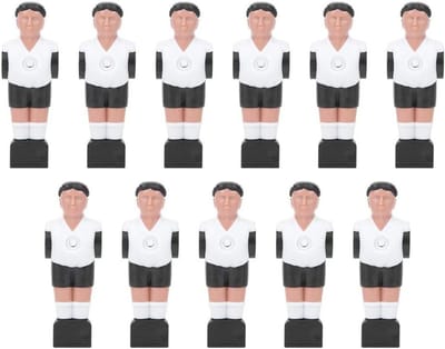 Tafelvoetbalspelers Set - Voetbalmannetjes Vervanging - Spelverbetering - Toernooistijl Ontwerp - 11 stuks - Wit met Zwart Haar