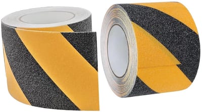 Set van 2 rol van 10 m x 10 cm antislip tape voor vloer marking, zelfklevende trap tape in geel en zwart voor binnen en buiten gebruik