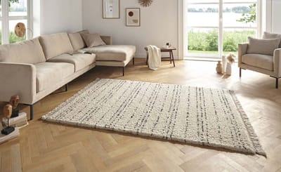 Hoogpolig vloerkleed - Agouhe crème/zwart 80x150 cm