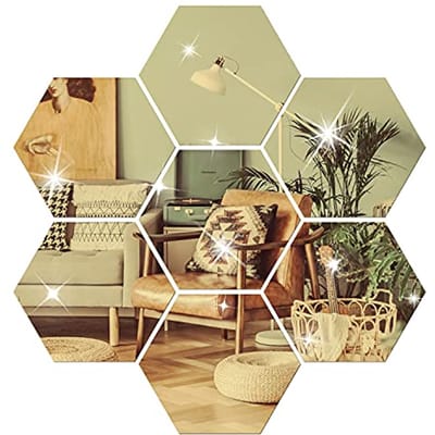 Zeshoekige Acryl Spiegel Muurstickers Set - 12 Stuks voor Woonkamer en Slaapkamer Decoratie