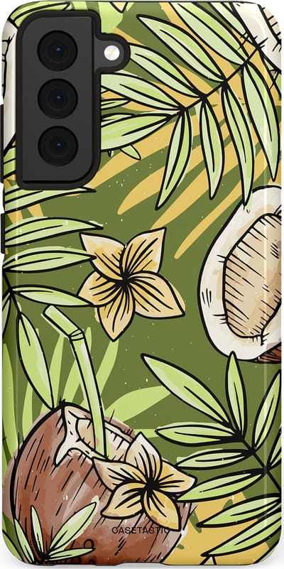 Casetastic Hoesje Geschikt voor Samsung S21 FE - Stijlvolle Beschermende Duo-layer Case - Kokos Chill