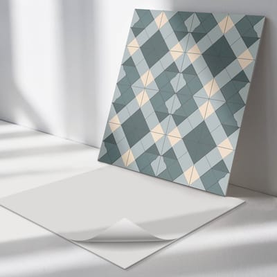 Wallfluent Vinyl Tegels - Geometrisch Ruitpatroon Vloer Tegels PVC - 30 cm x 30 cm - Grijs PVC Tegels - 9 stuks - Vierkant PVC Tegels - Texturen Plaktegels - Zelfklevende PVC Tegels - Plaktegels Keuken en Badkamer