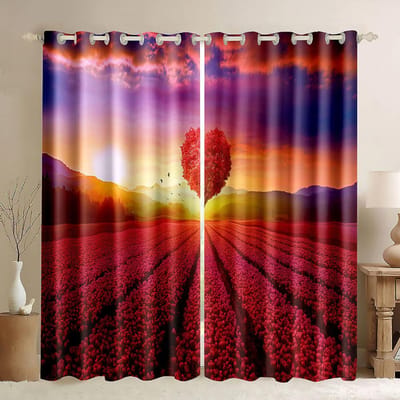 Planeet Gordijnen, Lente Margriet Ornament Bloeiende Lente Natuur Kunst, Kleurrijk Bloemenpatroon 3D Print Verduisterende Gordijnen 1 PCS W100XH230cm&Grommet Top