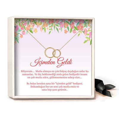 Pera Jewelry - 925 sterling zilveren Twee Ringen ketting - Çift Halka Kolye – İçimden Geldi - Collier - Ketting Dames - Ketting met Hanger