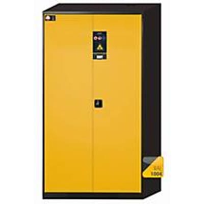 asecos CS-CLASSIC-F chemische opslagkast, scharnierende deuren, voorzijde in veiligheidsgeel, B 1055 x D 520 x H 1950 mm