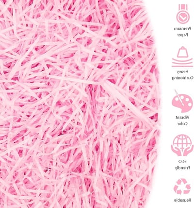 Raffia Vullingsmateriaal 100g - Perfect voor Cadeaumanden, Cadeau Dozen en Feestdecoratie met Roze Gescheurd Papier