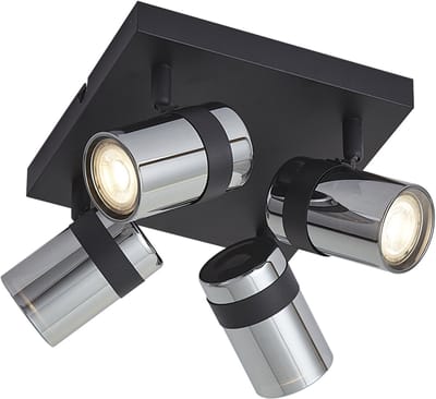 QAZQA gianni - Moderne Plafondspot | Spotje | Opbouwspot - 4 lichts - L 24 cm - Zwart - Woonkamer
