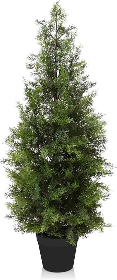 Kunstplanten, ceder, nepplant, 90 cm, kunstplanten, groot in pot, plastic plant, kunstconiferen, uv-bescherming, voor buiten, tuin, hal, balkon (1 stuks)
