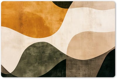 Placemats 45x30 cm - Placemat kunststof - 1 stuk - Vormen - Okergeel - Abstract - Borden onderleggers - Decoratie voor op tafel - Keuken tafeldecoratie accessoires - Vinyl onderlegger - Tafelversiering